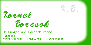 kornel borcsok business card